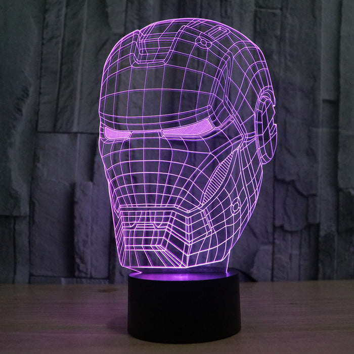 Marvel Inspired Iron Man Head Bust 3D Optical Illusion Lamp - 3D Optical Lamp