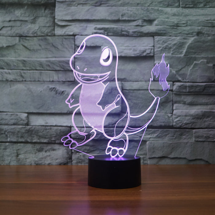Pokemon Inspired Charmander 3D Optical Illusion Lamp - 3D Optical Lamp