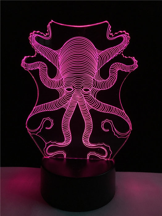 Octopus touch 3D lamp stereoscopic colorful Nightlight  lamp - 3D Optical Lamp