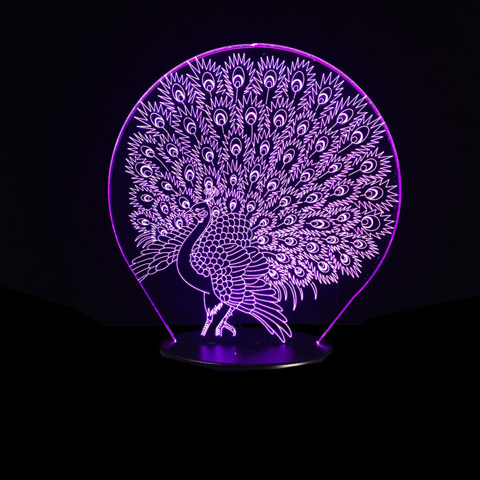 Peacock 3D Optical Illusion Lamp - 3D Optical Lamp