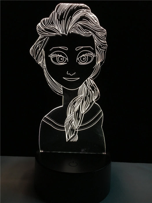 Princess Aisha touch 3D colorful Nightlight lamp - 3D Optical Lamp