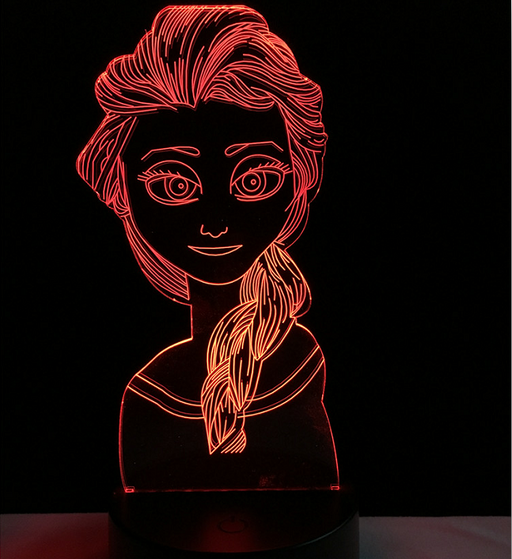 Princess Aisha touch 3D colorful Nightlight lamp - 3D Optical Lamp