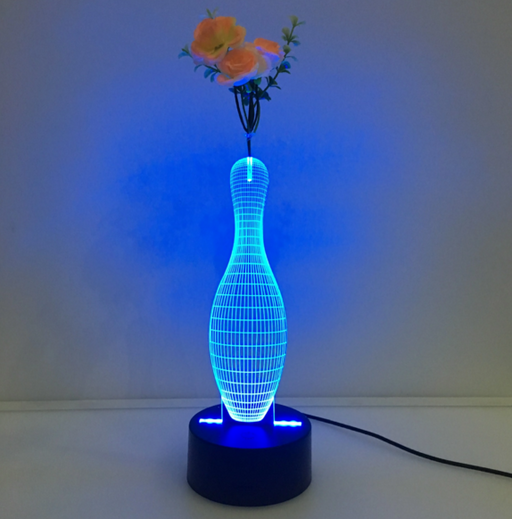 Bowling 3D Vase Flower Arrangement Stereo Lamp - 3D Optical Lamp