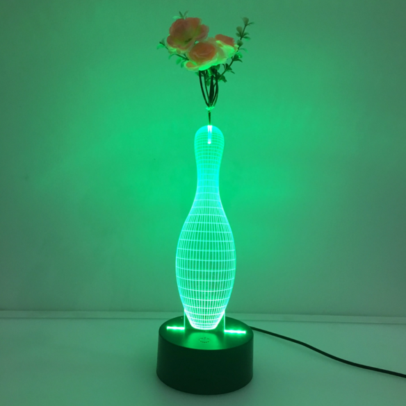 Bowling 3D Vase Flower Arrangement Stereo Lamp - 3D Optical Lamp