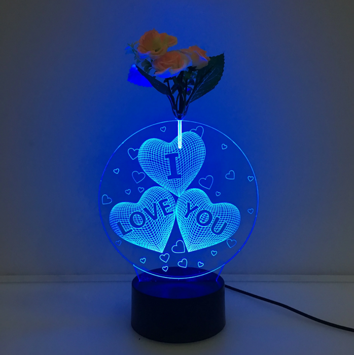 I  Love You 3D Vase Flower Arrangement Stereo Lamp - 3D Optical Lamp