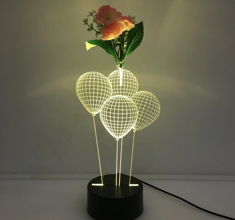 Balloon 3D Vase Flower Arrangement Stereo Lamp - 3D Optical Lamp
