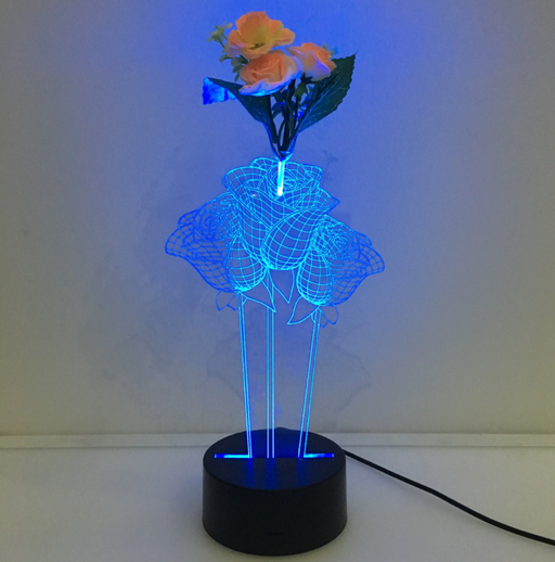 Rose 3D Vase Flower Arrangement Stereo Lamp - 3D Optical Lamp