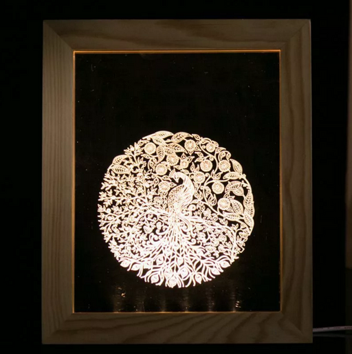Solid Wood 3D Bedside  Photo Frame Lamp-Phoenix Ball - 3D Optical Lamp