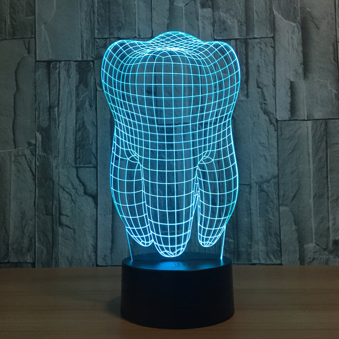 Realistic Human Tooth Sculpture 3D Optical Illusion Lamp - 3D Optical Lamp
