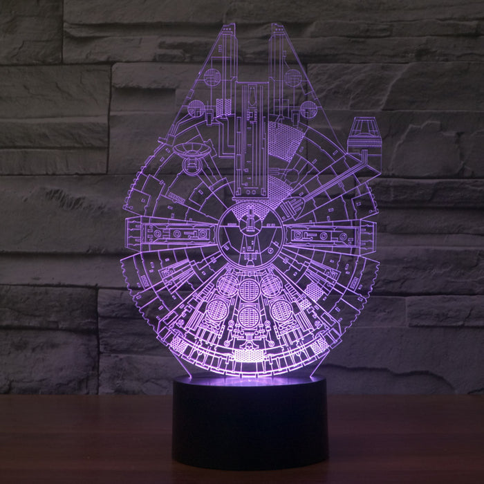 Star Wars Inspired Millennium Falcon 3D Optical Illusion Lamp - 3D Optical Lamp