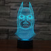 DC Comics Inspired Realistic Batman Head Bust 3D Optical Illusion Lamp - 3D Optical Lamp