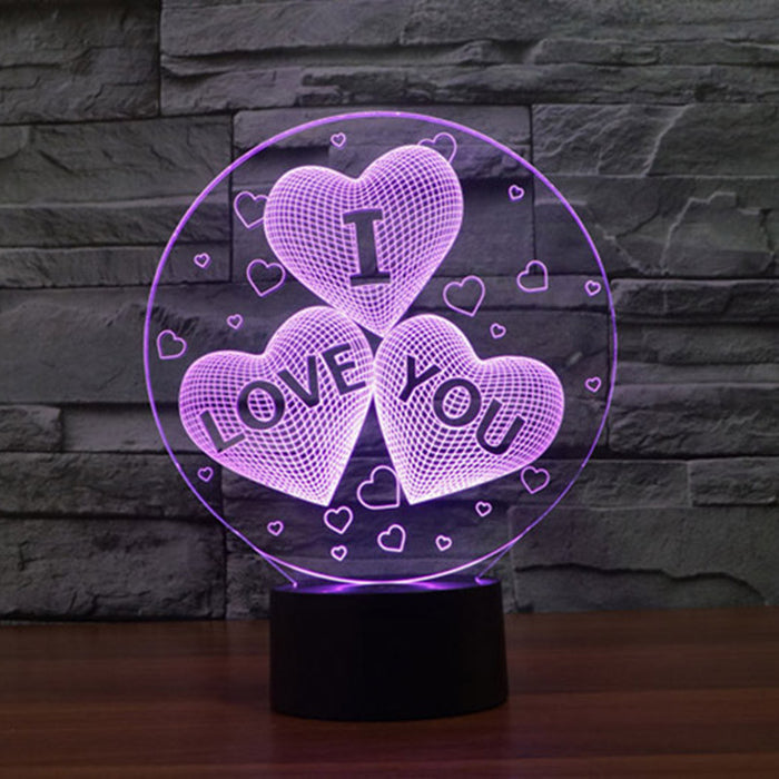 I LOVE YOU 3D Optical Illusion Lamp - 3D Optical Lamp