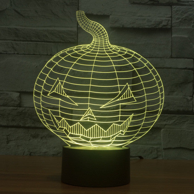 Carved Halloween Pumpkin 3D Optical Illusion Lamp - 3D Optical Lamp