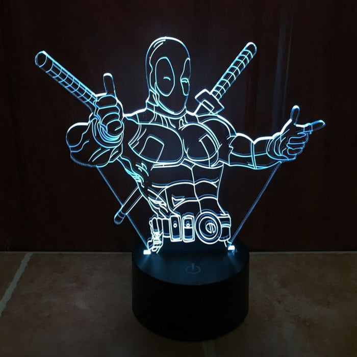 Marvel Inspired Posing Deadpool 3D Optical Illusion Lamp - 3D Optical Lamp