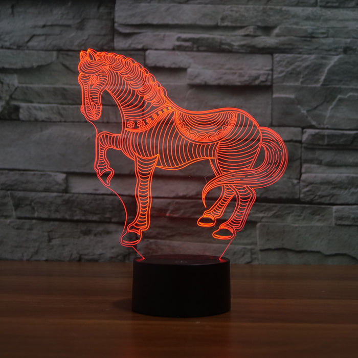 Charming Horse 3D Optical Illusion Lamp - 3D Optical Lamp