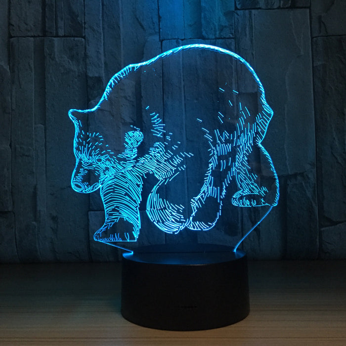 Walking Bear 3D Optical Illusion Lamp - 3D Optical Lamp
