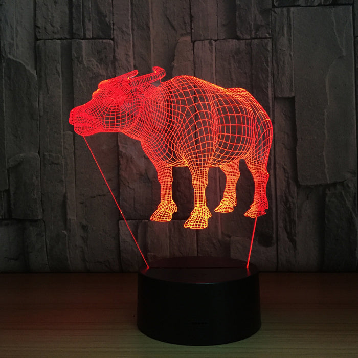 Adorable Bull 3D Optical Illusion Lamp - 3D Optical Lamp