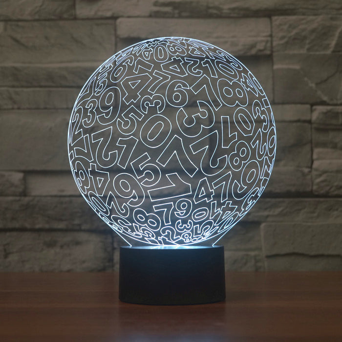 Abstract Numbers Ball 3D Optical Illusion Lamp - 3D Optical Lamp
