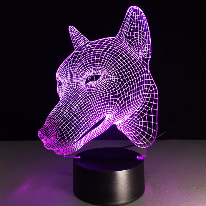 Dog Head 3D Optical Illusion Lamp - 3D Optical Lamp