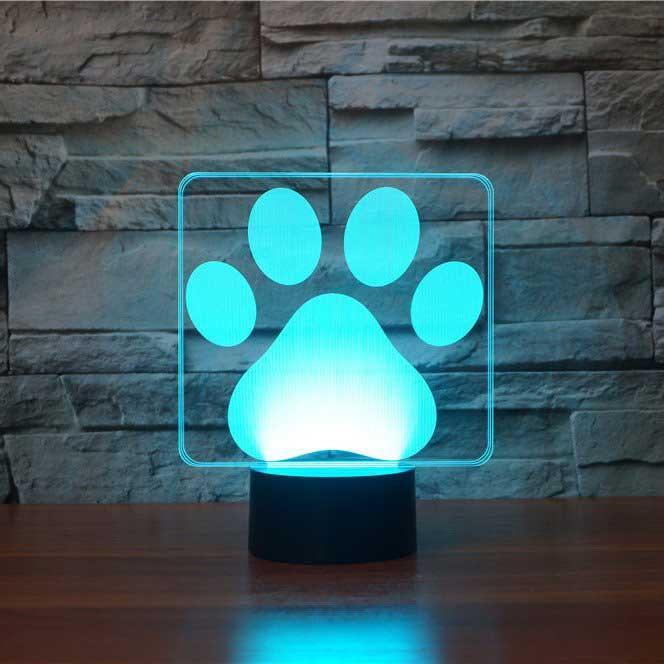 Dog Paw 3D Optical Illusion Lamp - 3D Optical Lamp