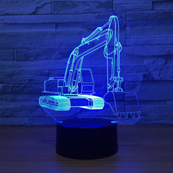 Excavator 3D Optical Illusion Lamp - 3D Optical Lamp