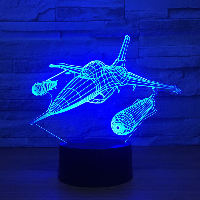 Fighter Aircraft 3D Optical Illusion Lamp - 3D Optical Lamp
