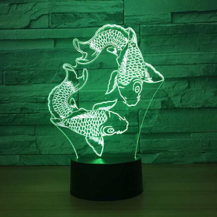 Adorable Fishes 3D Optical Illusion Lamp - 3D Optical Lamp