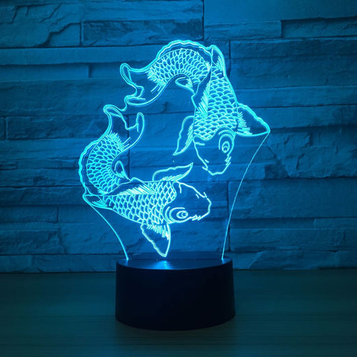 Adorable Fishes 3D Optical Illusion Lamp - 3D Optical Lamp