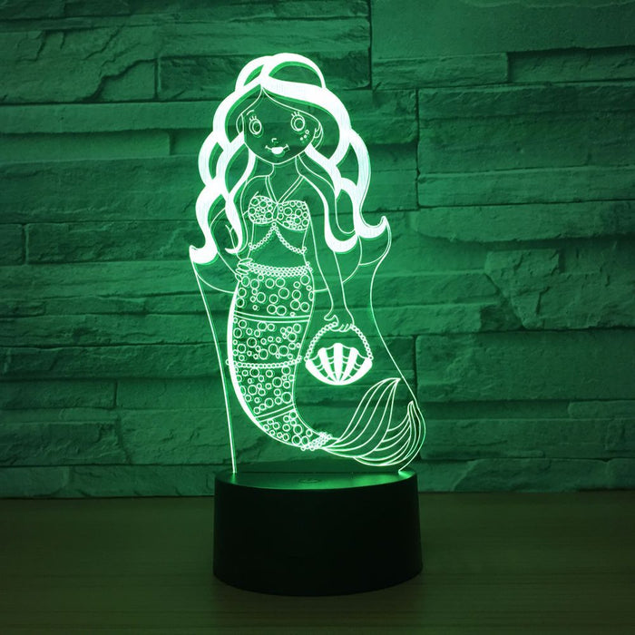 Lovely Mermaid 3D Optical Illusion Lamp - 3D Optical Lamp