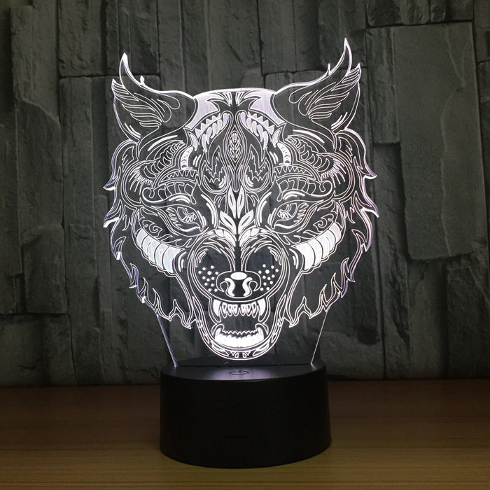 Murderous Wolf 3D Optical Illusion Lamp - 3D Optical Lamp