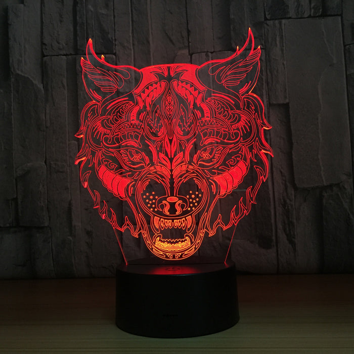 Murderous Wolf 3D Optical Illusion Lamp - 3D Optical Lamp