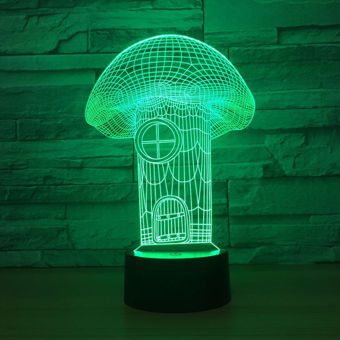 Mushroom House 3D Optical Illusion Lamp - 3D Optical Lamp