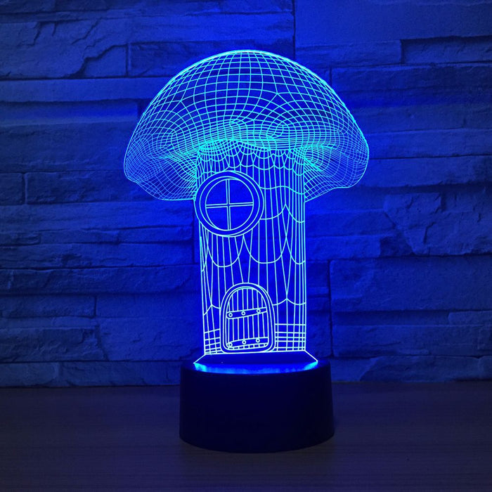 Mushroom House 3D Optical Illusion Lamp - 3D Optical Lamp