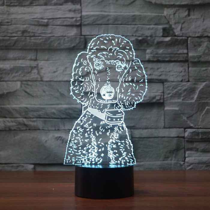 Lovely Poodle 3D Optical Illusion Lamp - 3D Optical Lamp