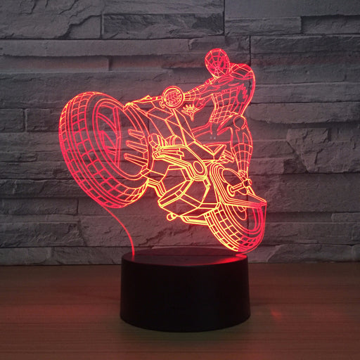 Marvel Inspired Riding Spider Man 3D Optical Illusion Lamp - 3D Optical Lamp