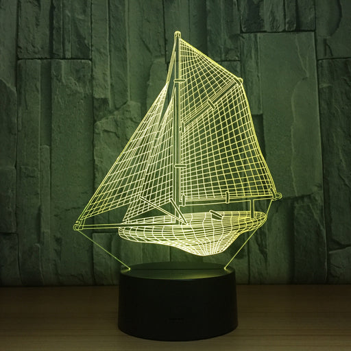 Sailboat 3D Optical Illusion Lamp - 3D Optical Lamp