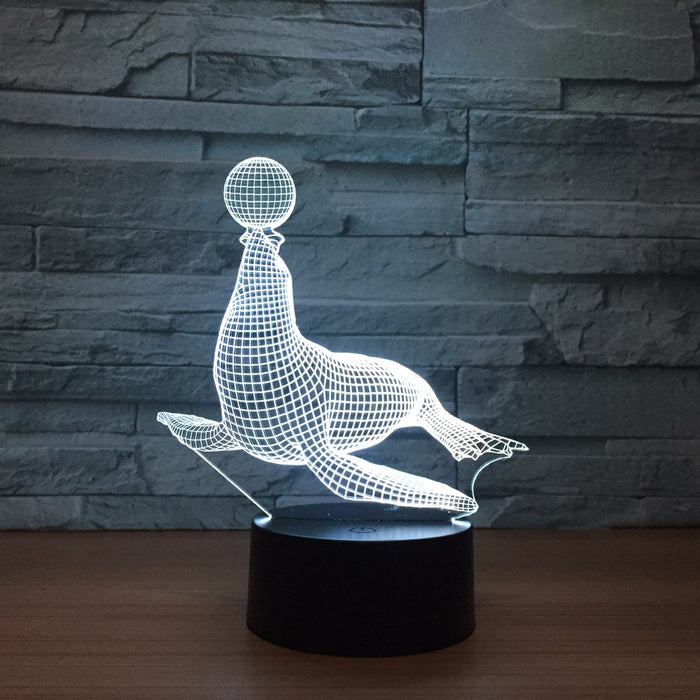 Adorable Sea Lion 3D Optical Illusion Lamp - 3D Optical Lamp