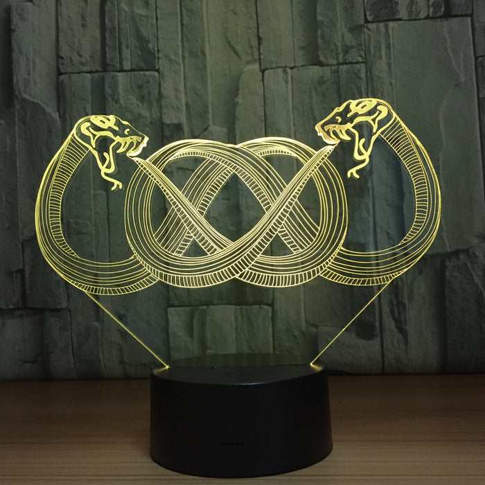Double Snakes 3D Optical Illusion Lamp - 3D Optical Lamp