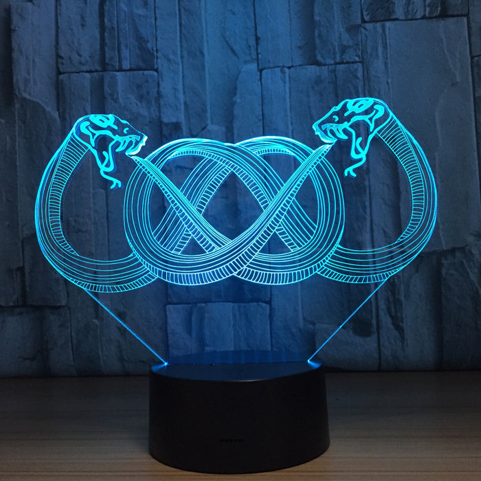 Double Snakes 3D Optical Illusion Lamp - 3D Optical Lamp