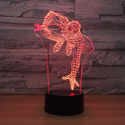 Marvel Inspired Climbing Spider Man 3D Optical Illusion Lamp - 3D Optical Lamp