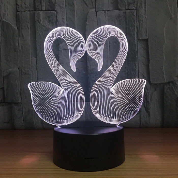 Swan Couple 3D Optical Illusion Lamp - 3D Optical Lamp