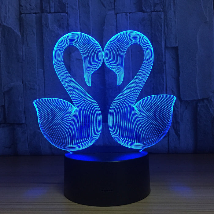 Swan Couple 3D Optical Illusion Lamp - 3D Optical Lamp