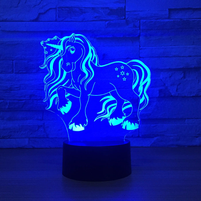 Lovely Unicorn 3D Optical Illusion Lamp - 3D Optical Lamp