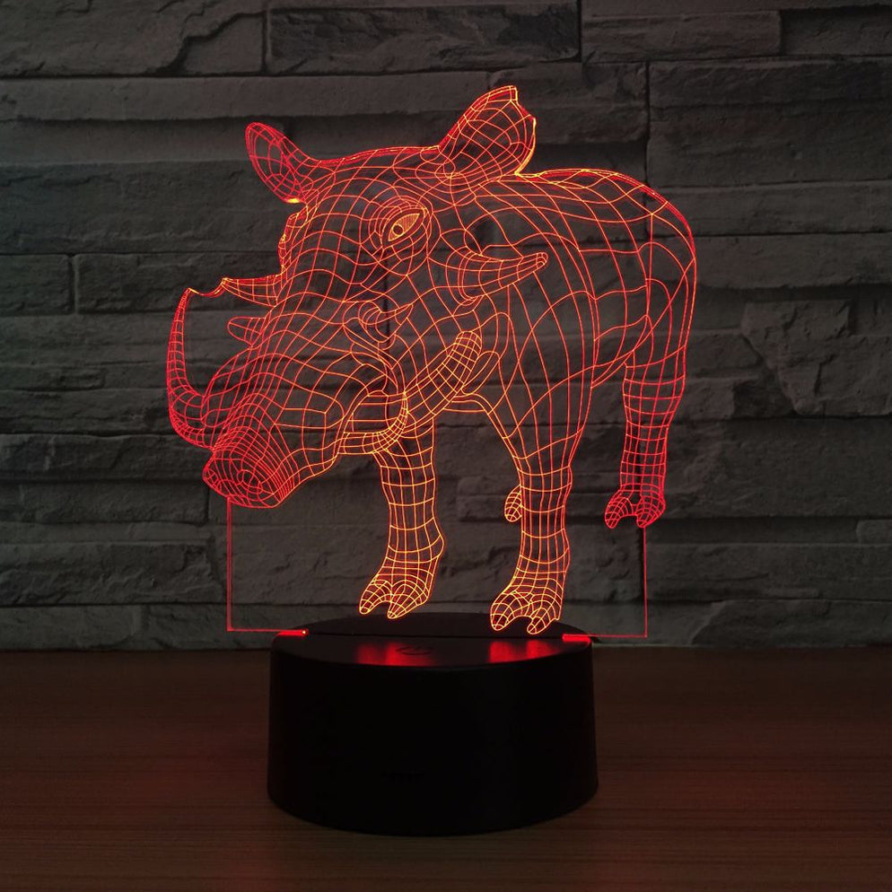 Wild Pig 3D Optical Illusion Lamp — 3D Optical Lamp
