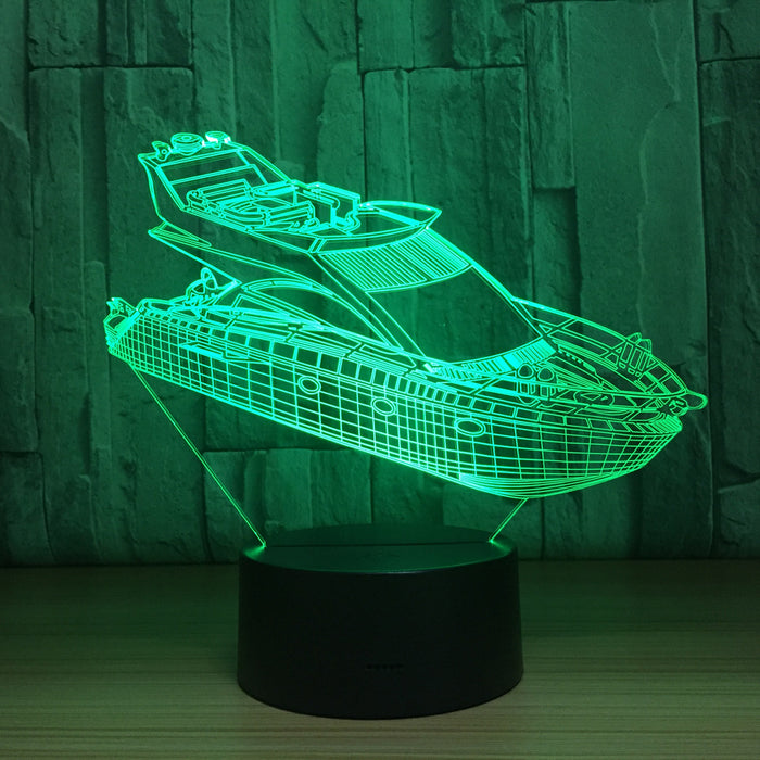 Yacht Pleasure Boat 3D Optical Illusion Lamp - 3D Optical Lamp